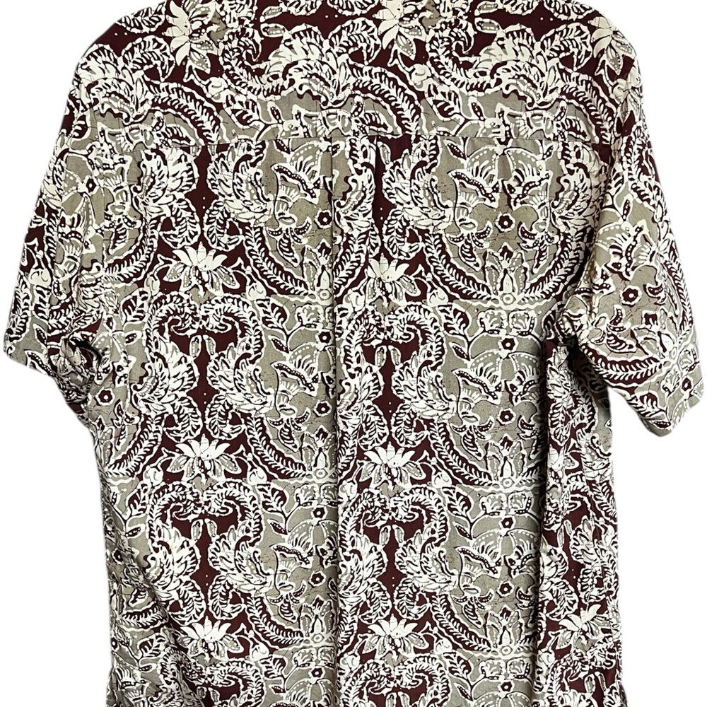 Men’s 100% Silk Perry Ellis Short Sleeve Button Down Shirt Medium - Picture 2 of 6